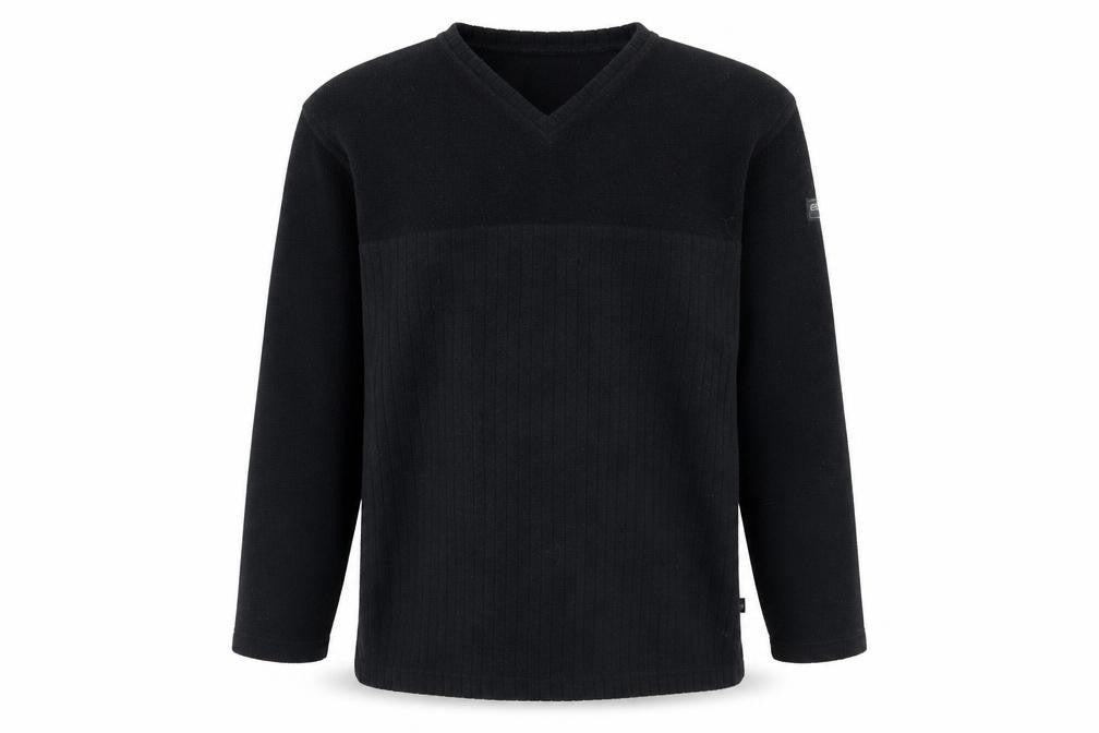 Front view of Espace men’s black polyester pullover sweatshirt, size M
