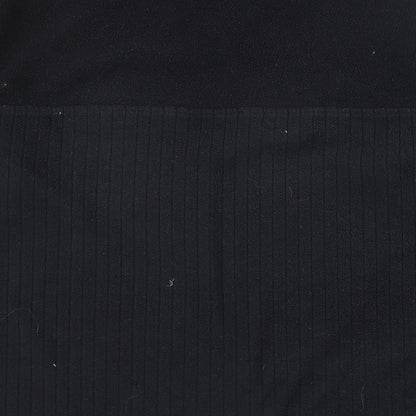 Brand and care label for Espace men’s black polyester pullover sweatshirt, size M