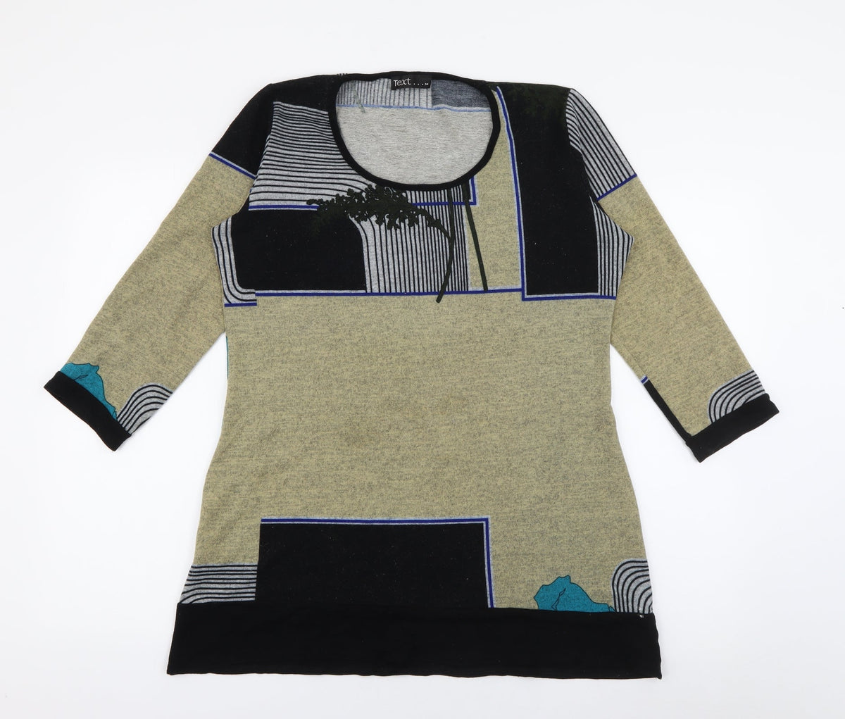 Additional front view of Text women’s green colourblock polyester jumper dress, size M, round neck pullover