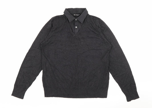 Marks and Spencer Mens Grey V-Neck  Cotton Pullover Jumper Size M