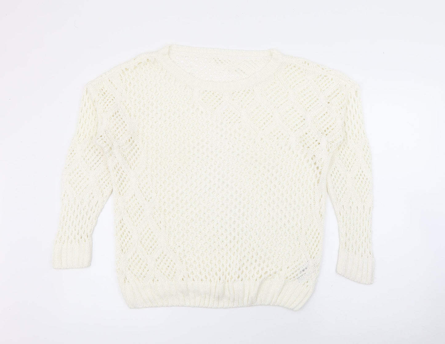 George Womens Ivory Scoop Neck  Acrylic Pullover Jumper Size 14