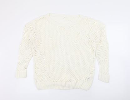George Womens Ivory Scoop Neck  Acrylic Pullover Jumper Size 14