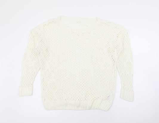 George Womens Ivory Scoop Neck  Acrylic Pullover Jumper Size 14