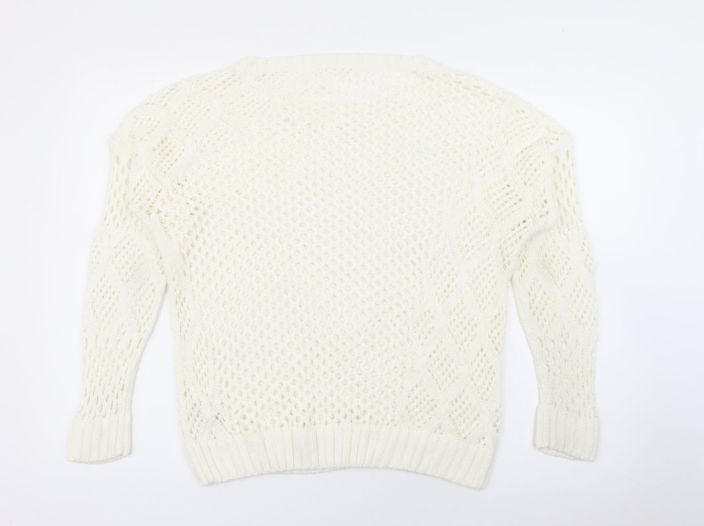 George Womens Ivory Scoop Neck  Acrylic Pullover Jumper Size 14