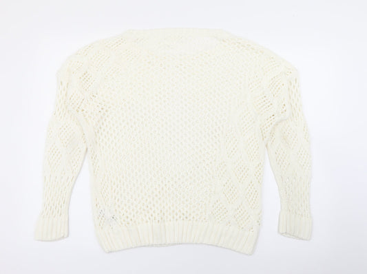 George Womens Ivory Scoop Neck  Acrylic Pullover Jumper Size 14