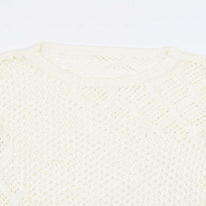 George Womens Ivory Scoop Neck  Acrylic Pullover Jumper Size 14