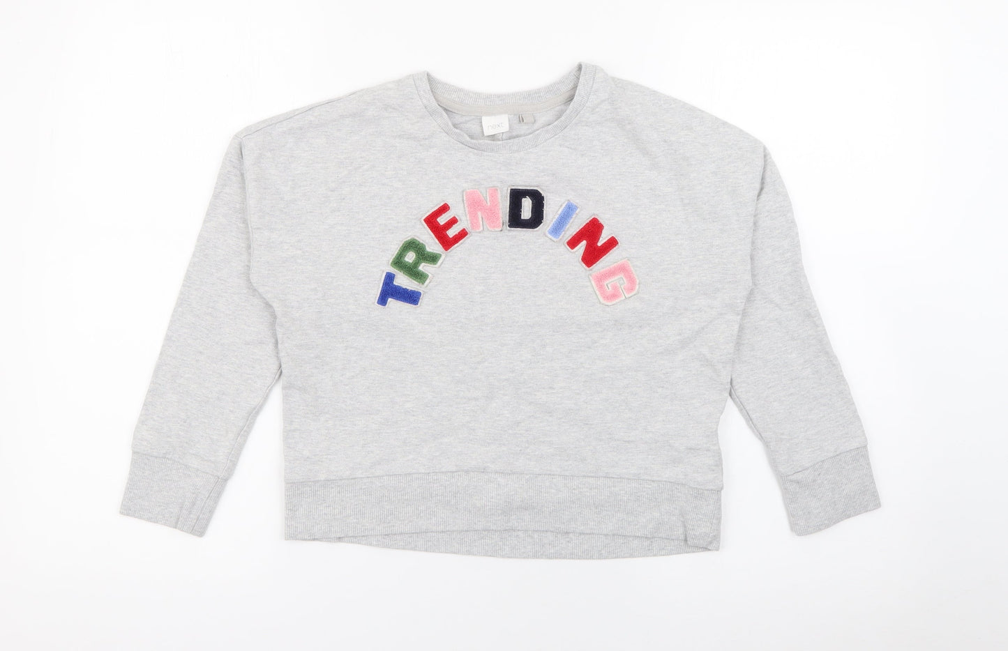 NEXT Girls Grey  Cotton Pullover Sweatshirt Size 9 Years   - Trending
