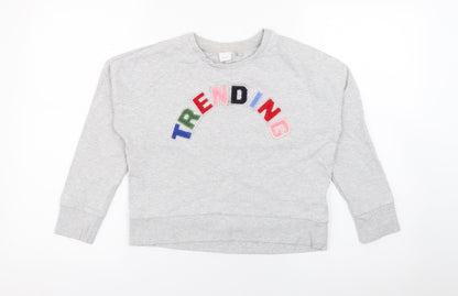 NEXT Girls Grey  Cotton Pullover Sweatshirt Size 9 Years   - Trending