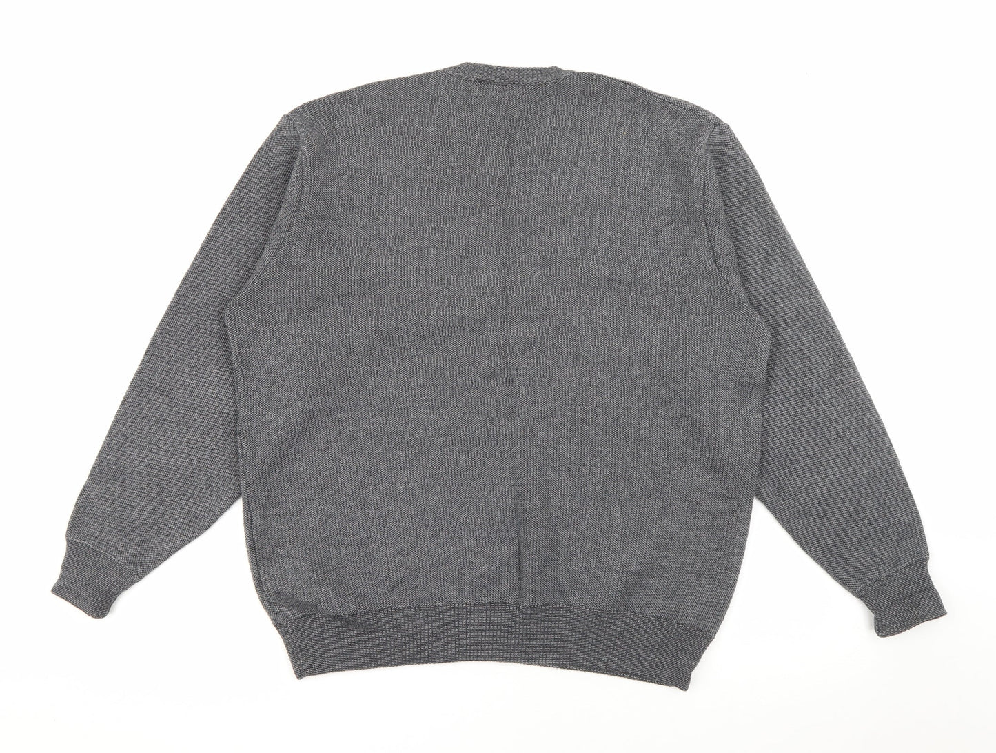 Marks and Spencer Mens Grey V-Neck  Acrylic Pullover Jumper Size L