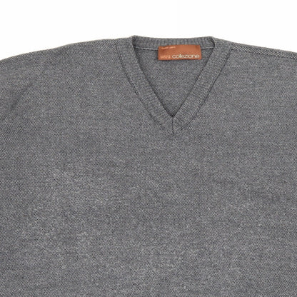 Marks and Spencer Mens Grey V-Neck  Acrylic Pullover Jumper Size L