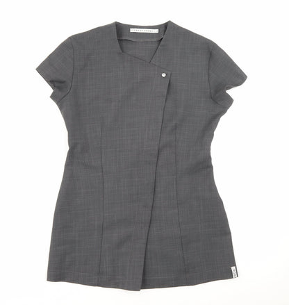 Additional front view of Florenceroby women’s grey polyester basic button-up, size UK 8, square neck