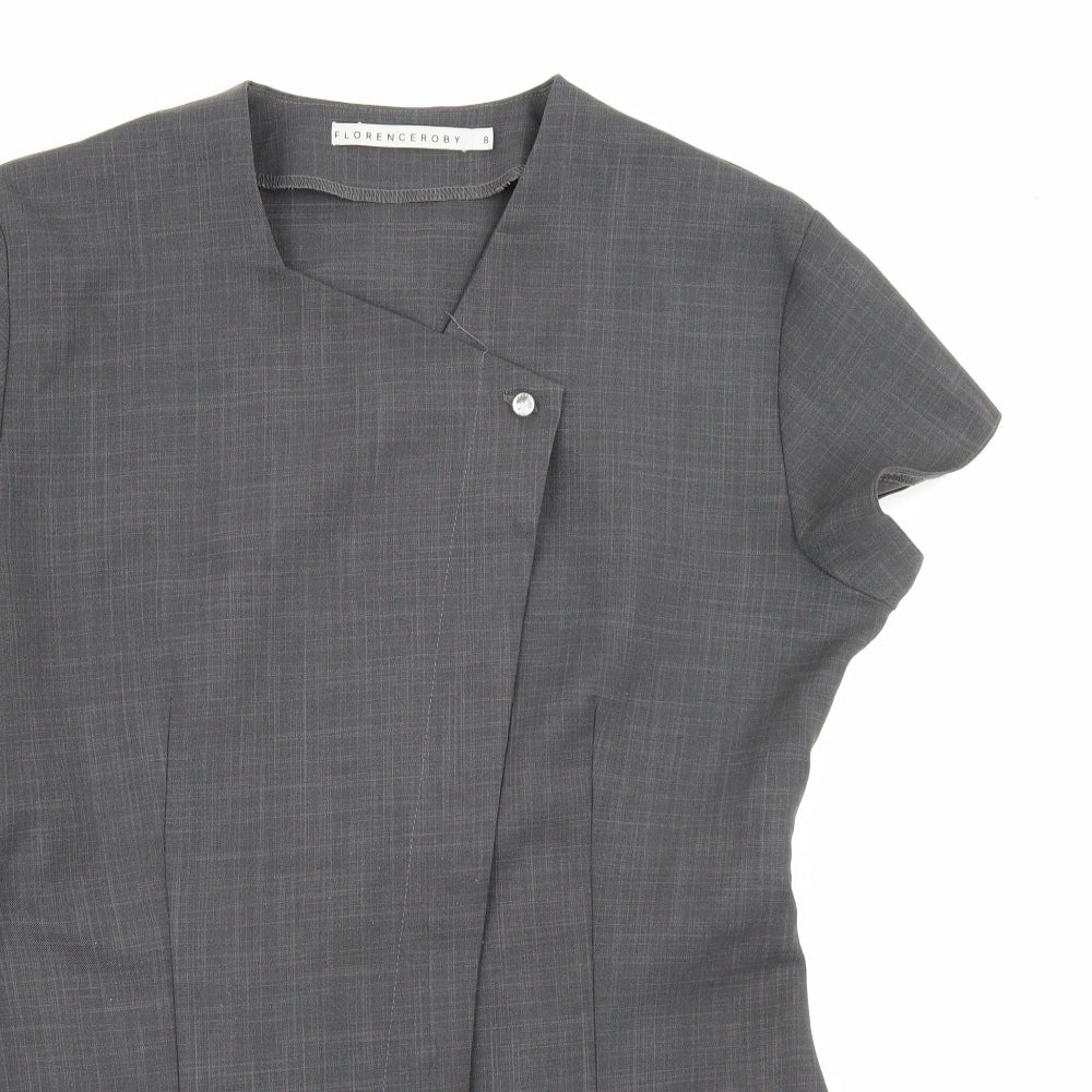 Close-up detail of Florenceroby women’s grey polyester basic button-up, size UK 8, square neck