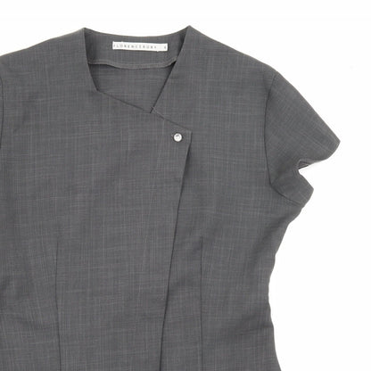 Close-up detail of Florenceroby women’s grey polyester basic button-up, size UK 8, square neck