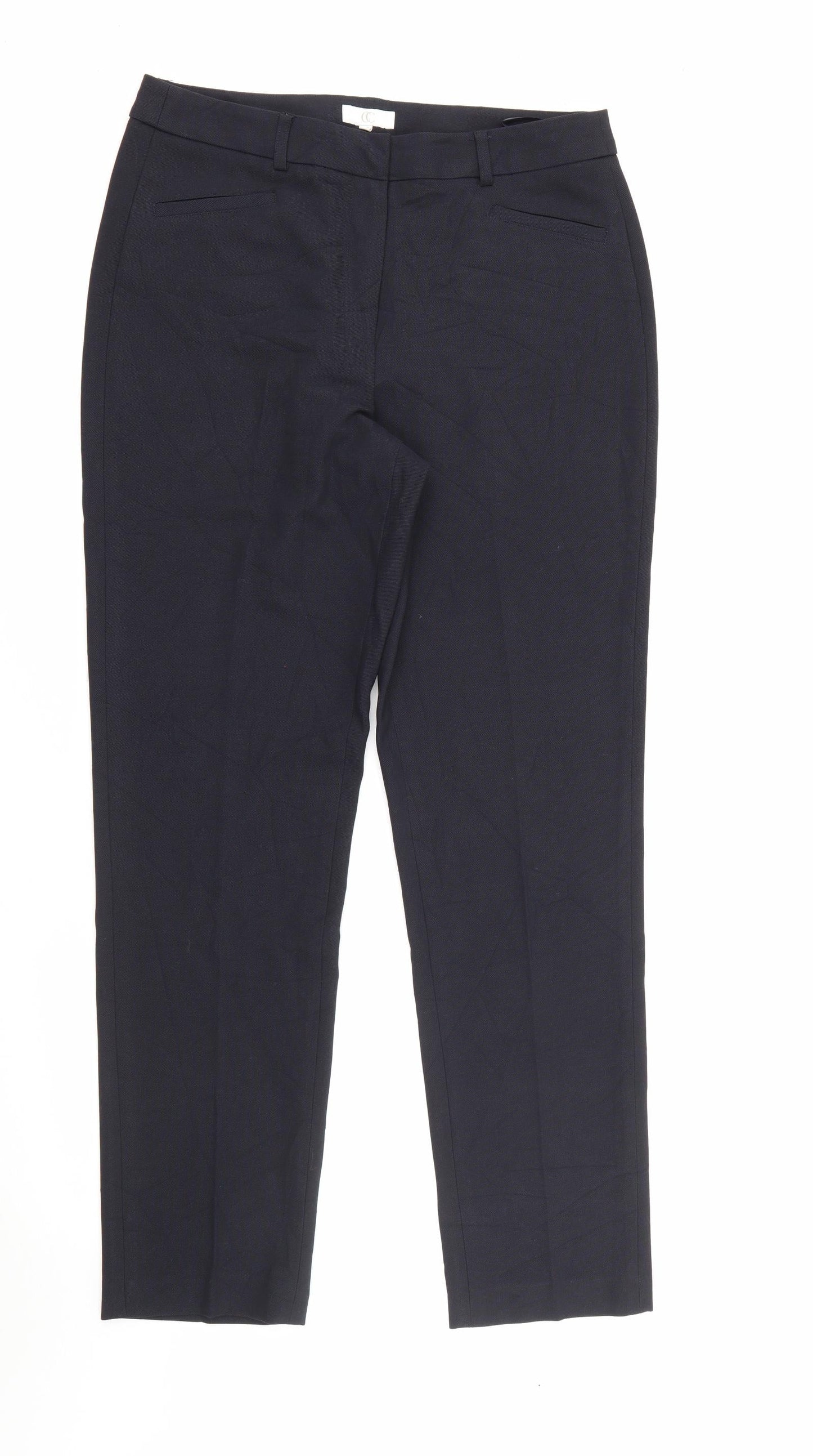 Womens UK Size 12 CC Regular Fit Carrot Blue Trousers