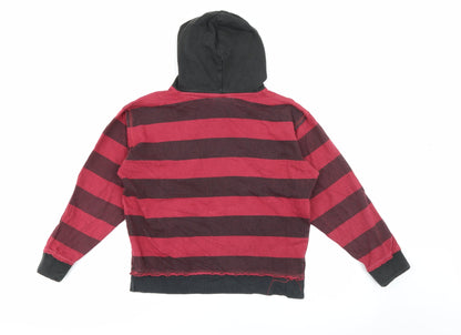 S Gear Boys Red Striped Cotton Pullover Hoodie Size 10-11 Years   - Skull and crossbones