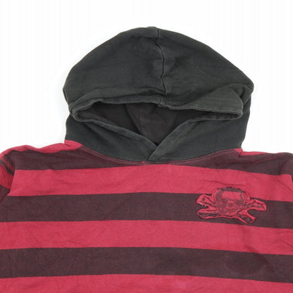 S Gear Boys Red Striped Cotton Pullover Hoodie Size 10-11 Years   - Skull and crossbones