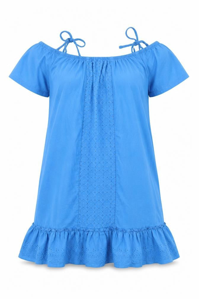 Front view of Papaya women’s blue 100% cotton basic t-shirt, size UK 8, scoop neck