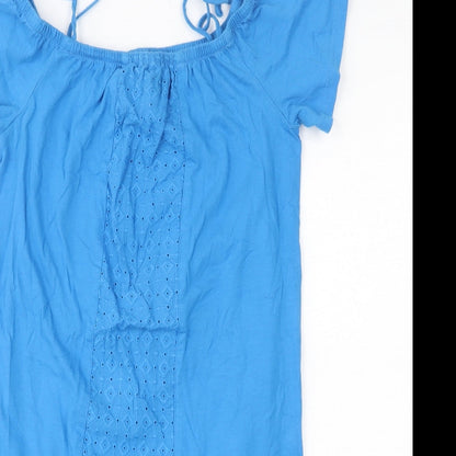 Papaya Womens Blue  100% Cotton Basic T-Shirt Size 8 Scoop Neck