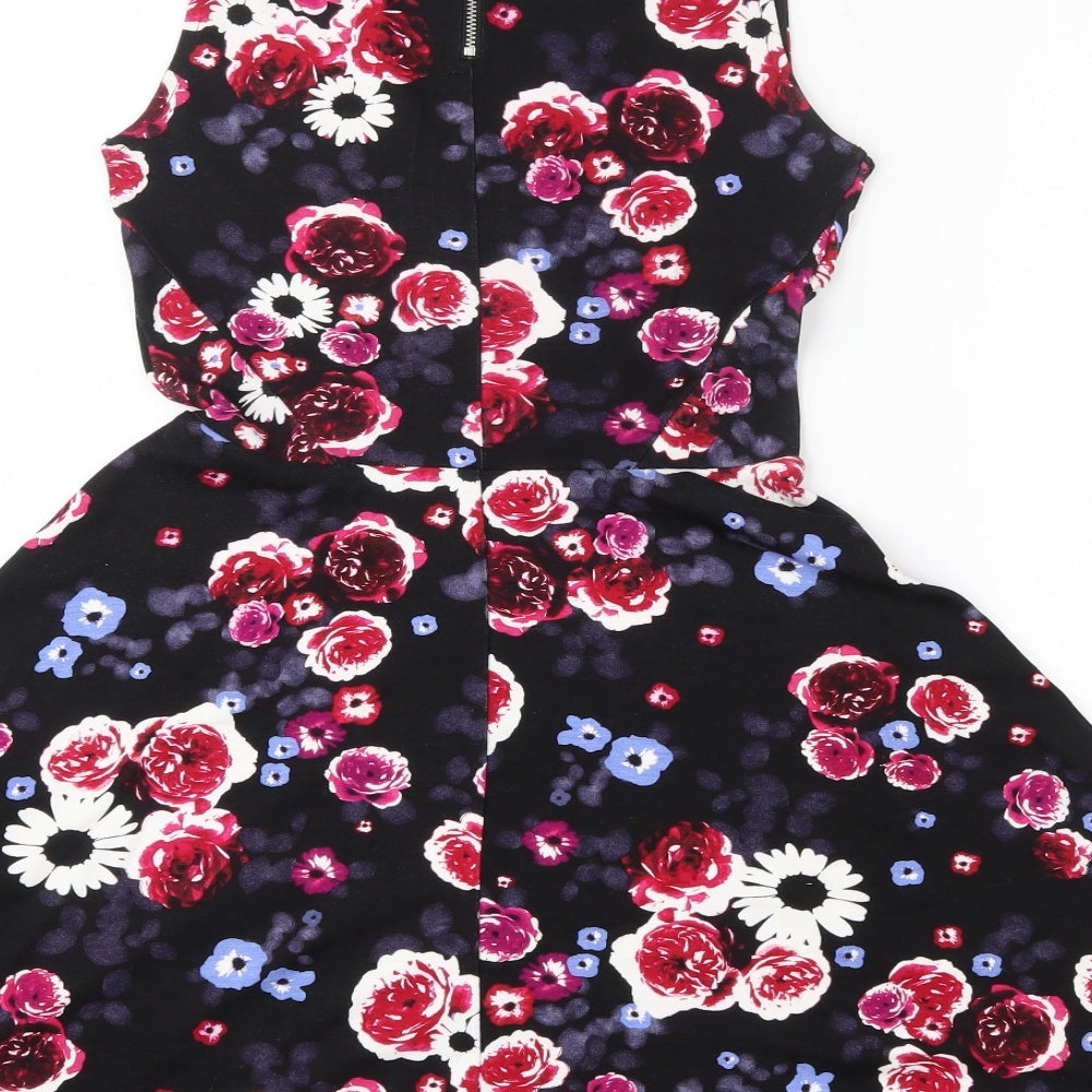 Divided Womens Multicoloured Floral Viscose Bodycon  Size XS  Round Neck
