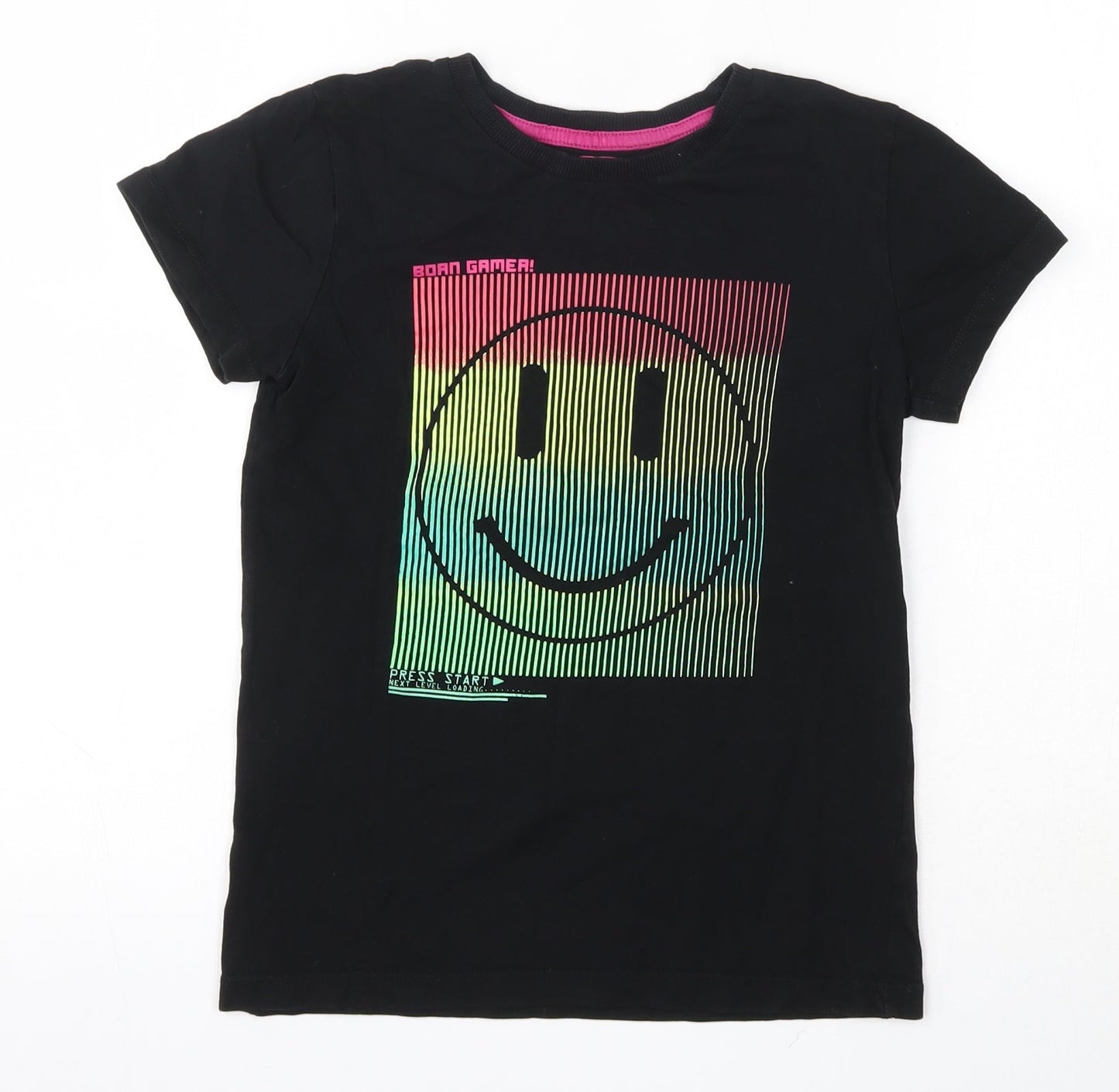 URBN DEPT  Boys Black  100% Cotton Basic T-Shirt Size 8 Years Round Neck
