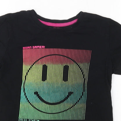 URBN DEPT  Boys Black  100% Cotton Basic T-Shirt Size 8 Years Round Neck