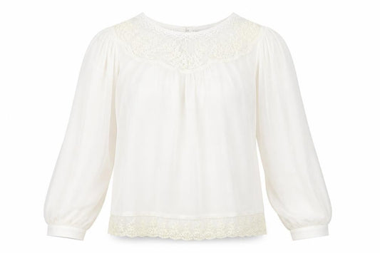 Front view of Atmosphere women’s ivory polyester basic button-up, size UK 10, round neck