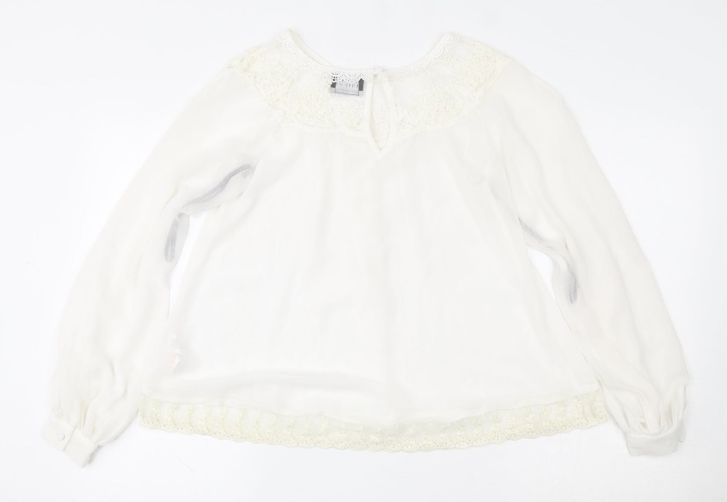 Womens UK Size 10 Atmosphere Ivory Basic Button-Up