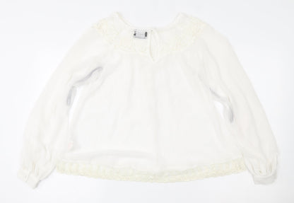 Womens UK Size 10 Atmosphere Ivory Basic Button-Up