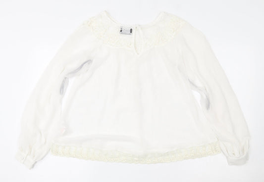 Womens UK Size 10 Atmosphere Ivory Basic Button-Up