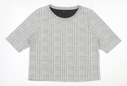 Additional front view of New Look women’s ivory plaid polyester pullover sweatshirt, size UK 10