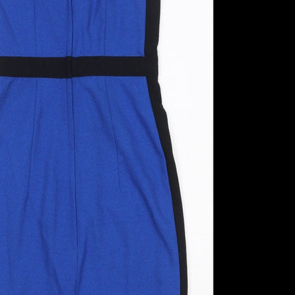 H&M Womens Blue  Polyester Bodycon  Size 10  V-Neck Zip