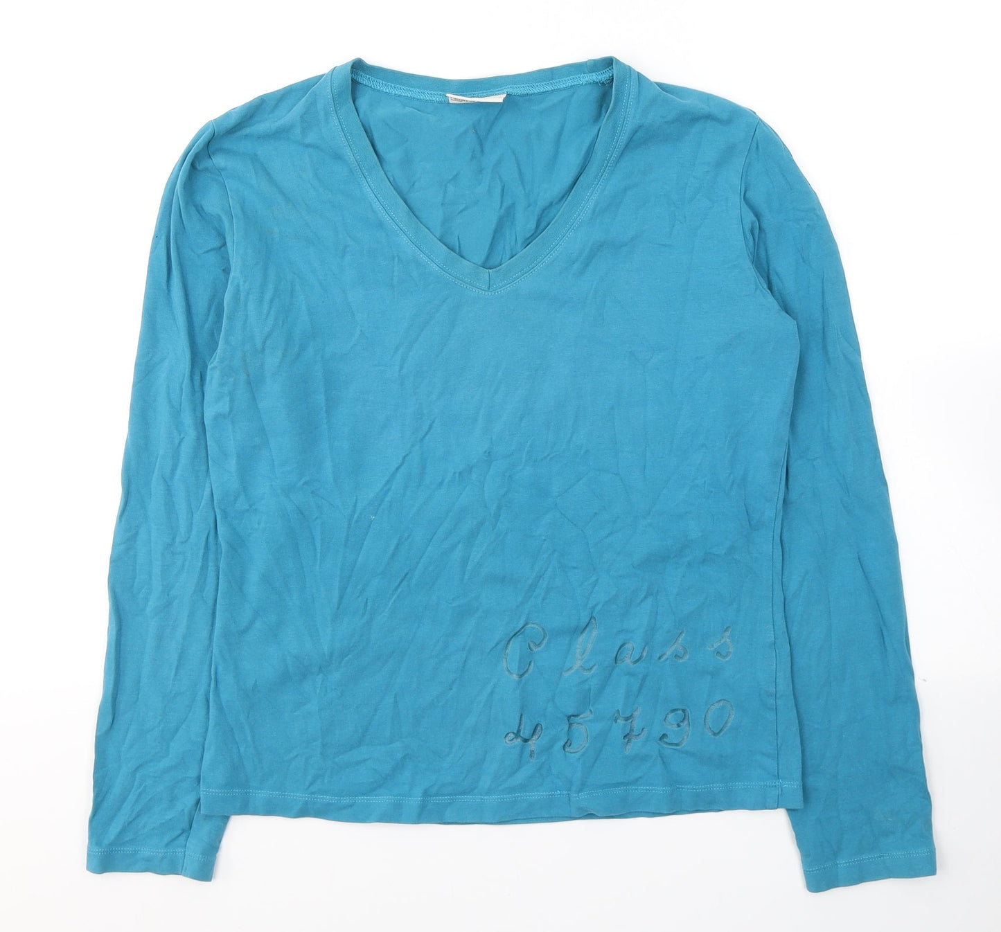 Murphy & Nye Womens Blue  Cotton Jersey T-Shirt Size L V-Neck