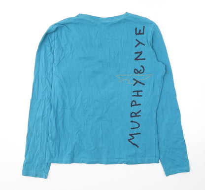 Murphy & Nye Womens Blue  Cotton Jersey T-Shirt Size L V-Neck