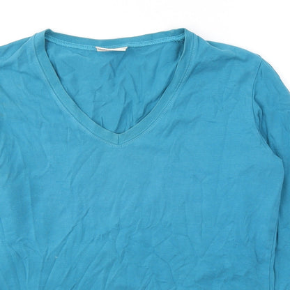Murphy & Nye Womens Blue  Cotton Jersey T-Shirt Size L V-Neck