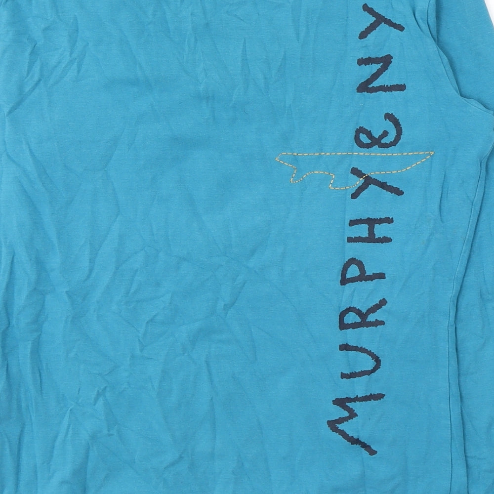 Murphy & Nye Womens Blue  Cotton Jersey T-Shirt Size L V-Neck