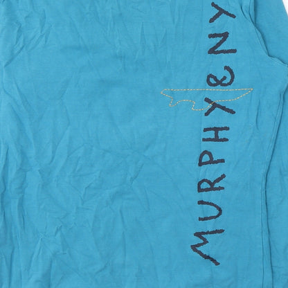 Murphy & Nye Womens Blue  Cotton Jersey T-Shirt Size L V-Neck