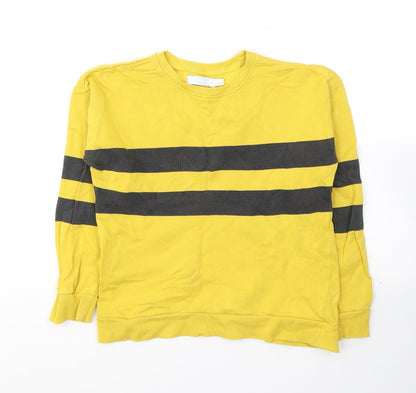 Leigh Tucker Boys Yellow Striped Cotton Pullover Sweatshirt Size 6-7 Years  Pullover