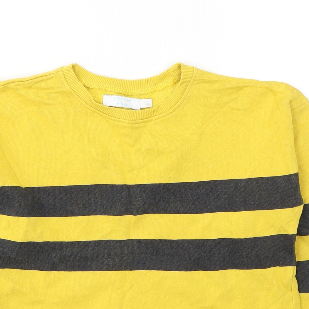 Leigh Tucker Boys Yellow Striped Cotton Pullover Sweatshirt Size 6-7 Years  Pullover