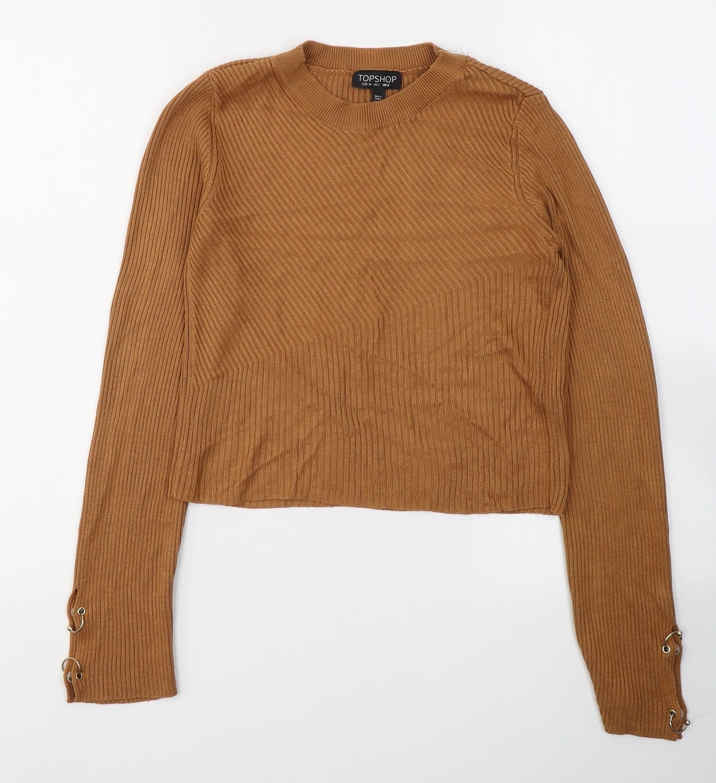 Womens UK Size 6 Topshop Brown Basic Blouse
