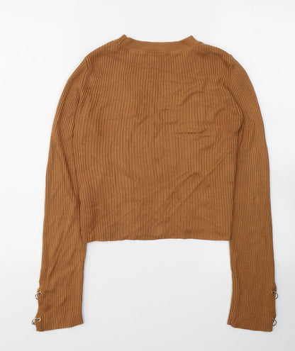 Womens UK Size 6 Topshop Brown Basic Blouse