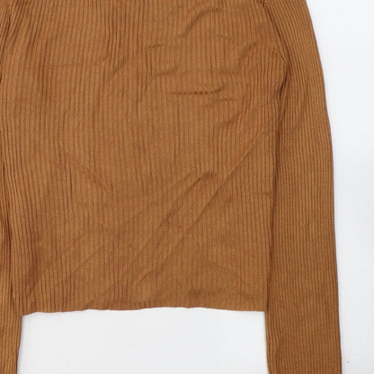 Womens UK Size 6 Topshop Brown Basic Blouse