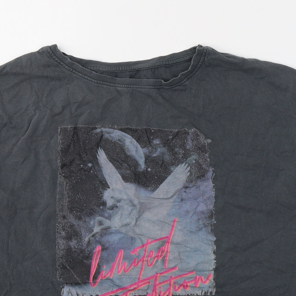 NEXT Girls Grey  Cotton Pullover T-Shirt Size 10 Years Round Neck Pullover
