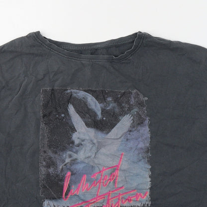NEXT Girls Grey  Cotton Pullover T-Shirt Size 10 Years Round Neck Pullover