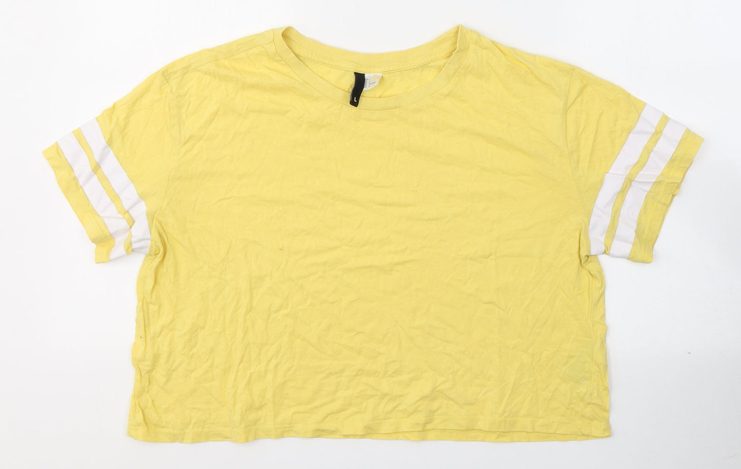Womens UK Size L Divided by H&M Yellow Cropped T-Shirt