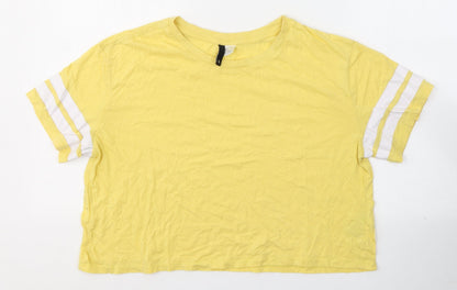 Womens UK Size L Divided by H&M Yellow Cropped T-Shirt
