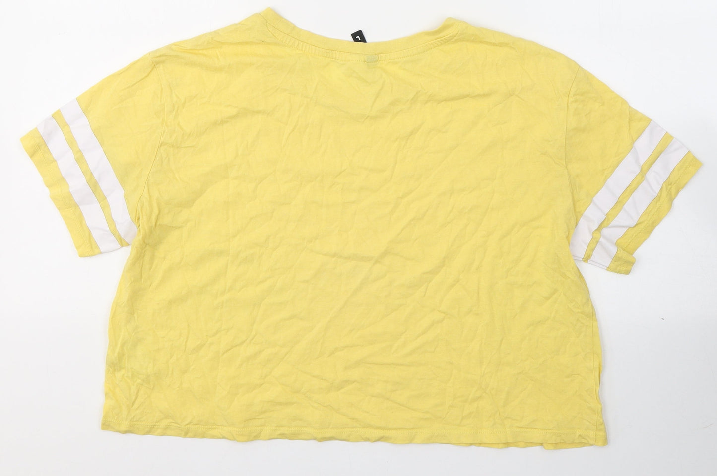 Womens UK Size L Divided by H&M Yellow Cropped T-Shirt