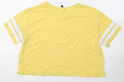 Womens UK Size L Divided by H&M Yellow Cropped T-Shirt