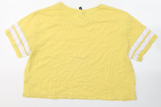 Womens UK Size L Divided by H&M Yellow Cropped T-Shirt