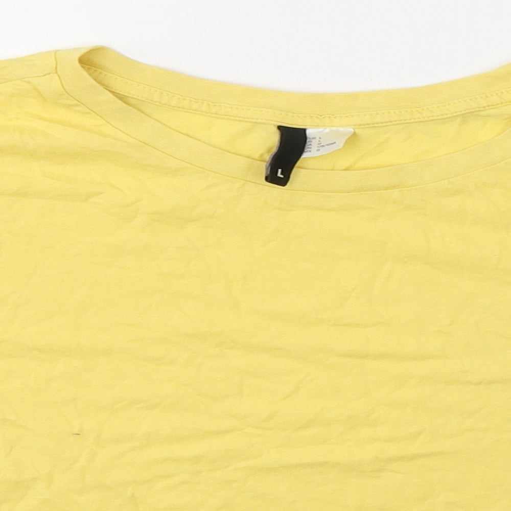 Womens UK Size L Divided by H&M Yellow Cropped T-Shirt
