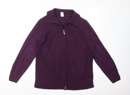 Additional front view of AproductZ women’s purple collared acrylic jumper, size UK 16